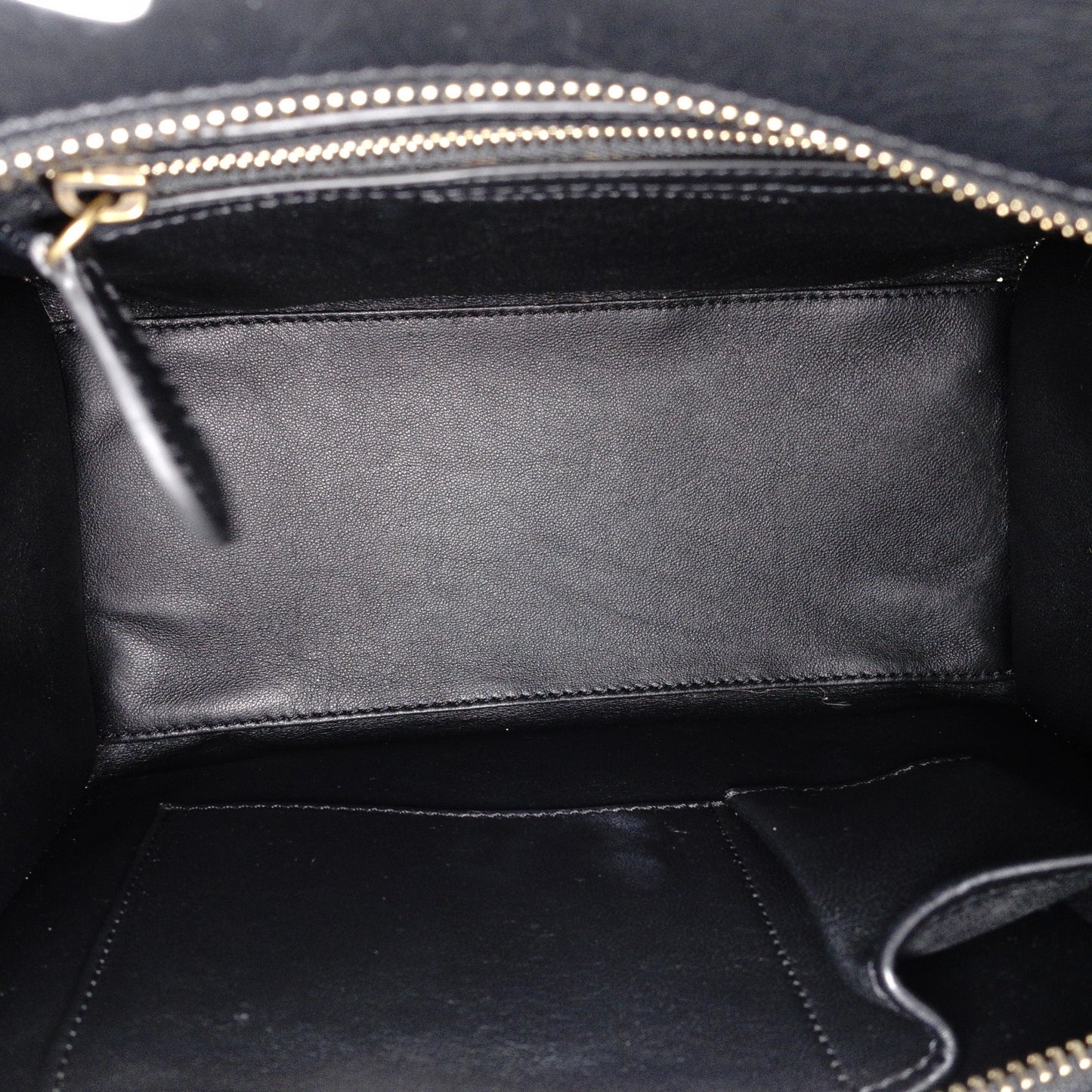 CELINE Luggage Micro Handbag, Leather, Beige and Red Tote Bag