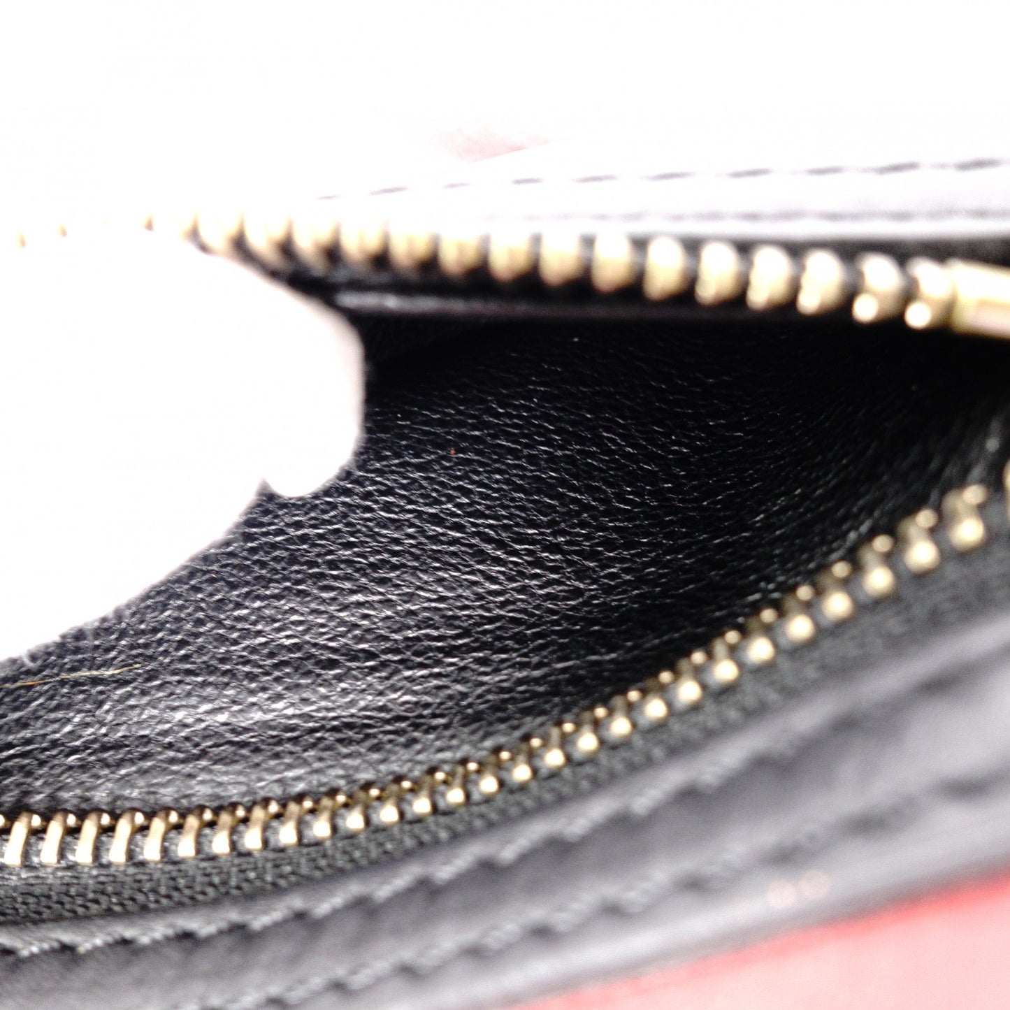 CELINE Luggage Micro Handbag, Leather, Beige and Red Tote Bag