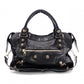 BALENCIAGA Giant City Handbag, Leather, Black, 2-Way, Gold Hardware, Crossbody