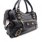 BALENCIAGA Giant City Handbag, Leather, Black, 2-Way, Gold Hardware, Crossbody