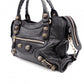 BALENCIAGA Giant City Handbag, Leather, Black, 2-Way, Gold Hardware, Crossbody