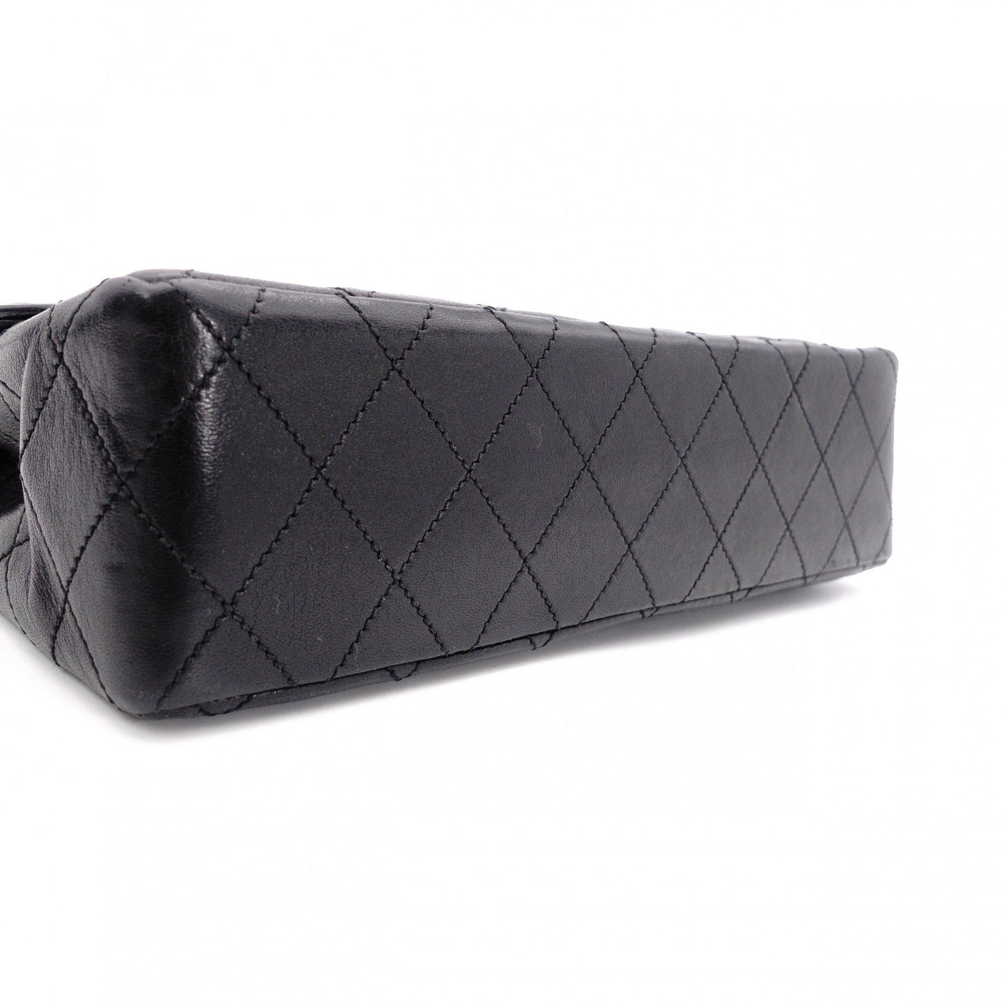 CHANEL Classic W-Flap Matelassé Shoulder Bag, Leather, Black, Vintage Lambskin