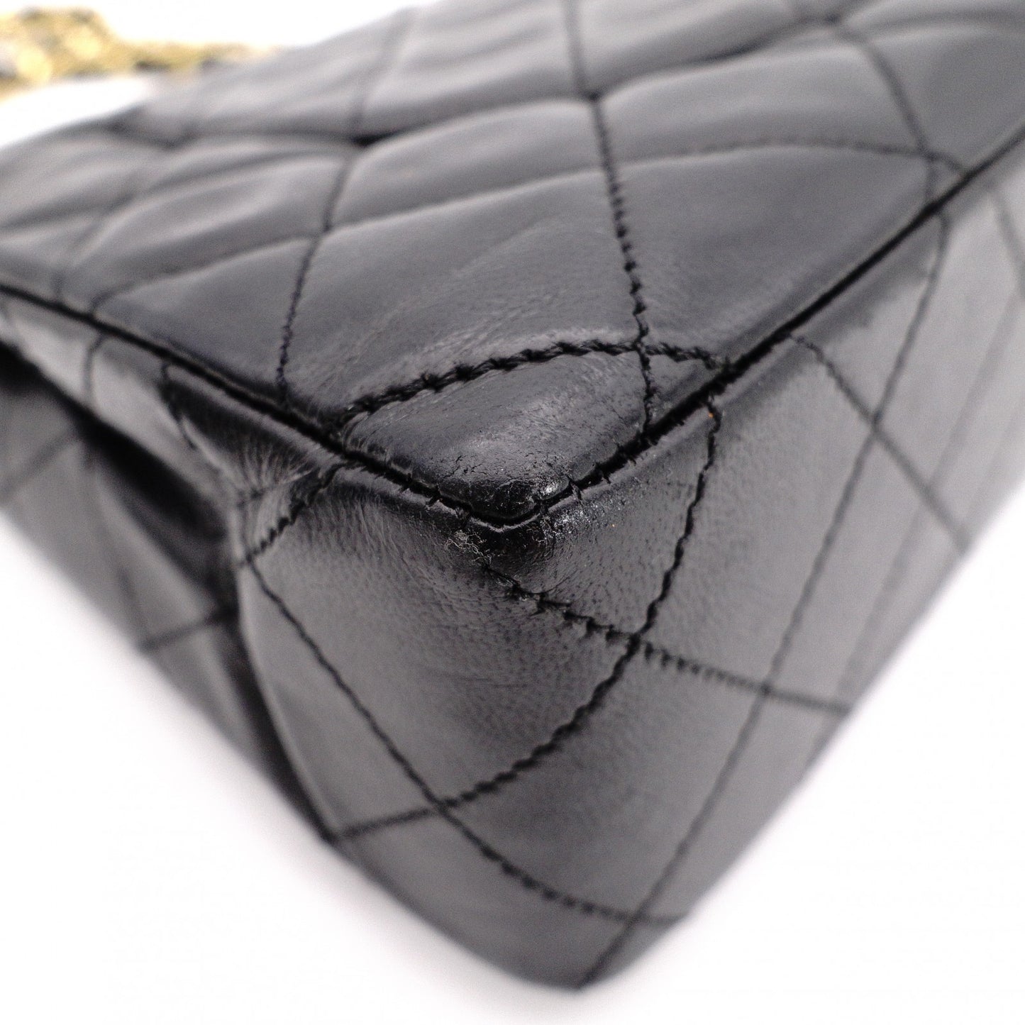 CHANEL Classic W-Flap Matelassé Shoulder Bag, Leather, Black, Vintage Lambskin