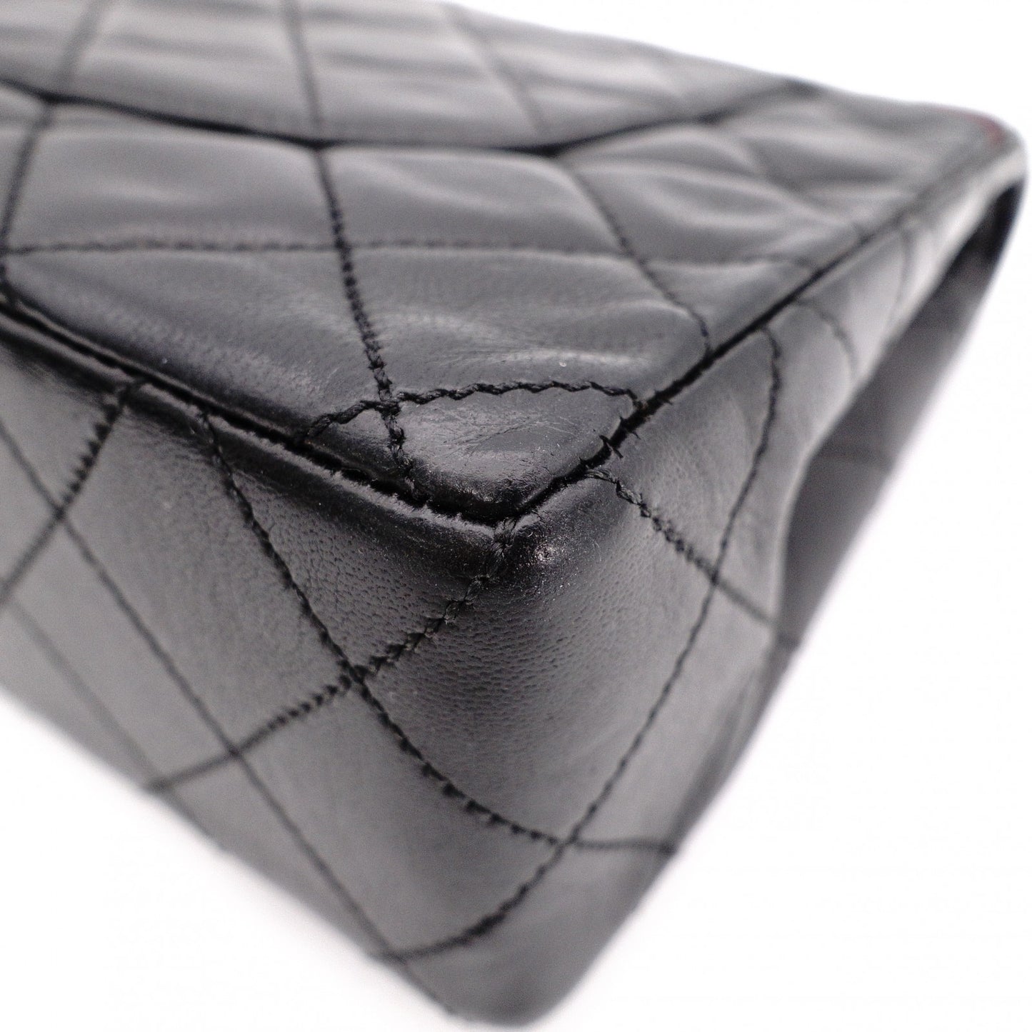 CHANEL Classic W-Flap Matelassé Shoulder Bag, Leather, Black, Vintage Lambskin