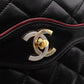 CHANEL Classic W-Flap Matelassé Shoulder Bag, Leather, Black, Vintage Lambskin