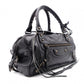 BALENCIAGA The City Handbag, Leather, Black, 2-Way Crossbody