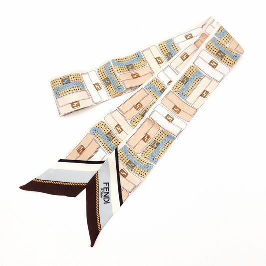 FENDI Silk Scarf Beige Twilly