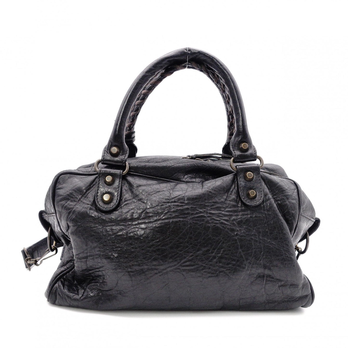 BALENCIAGA The City Handbag, Leather, Black, 2-Way Crossbody