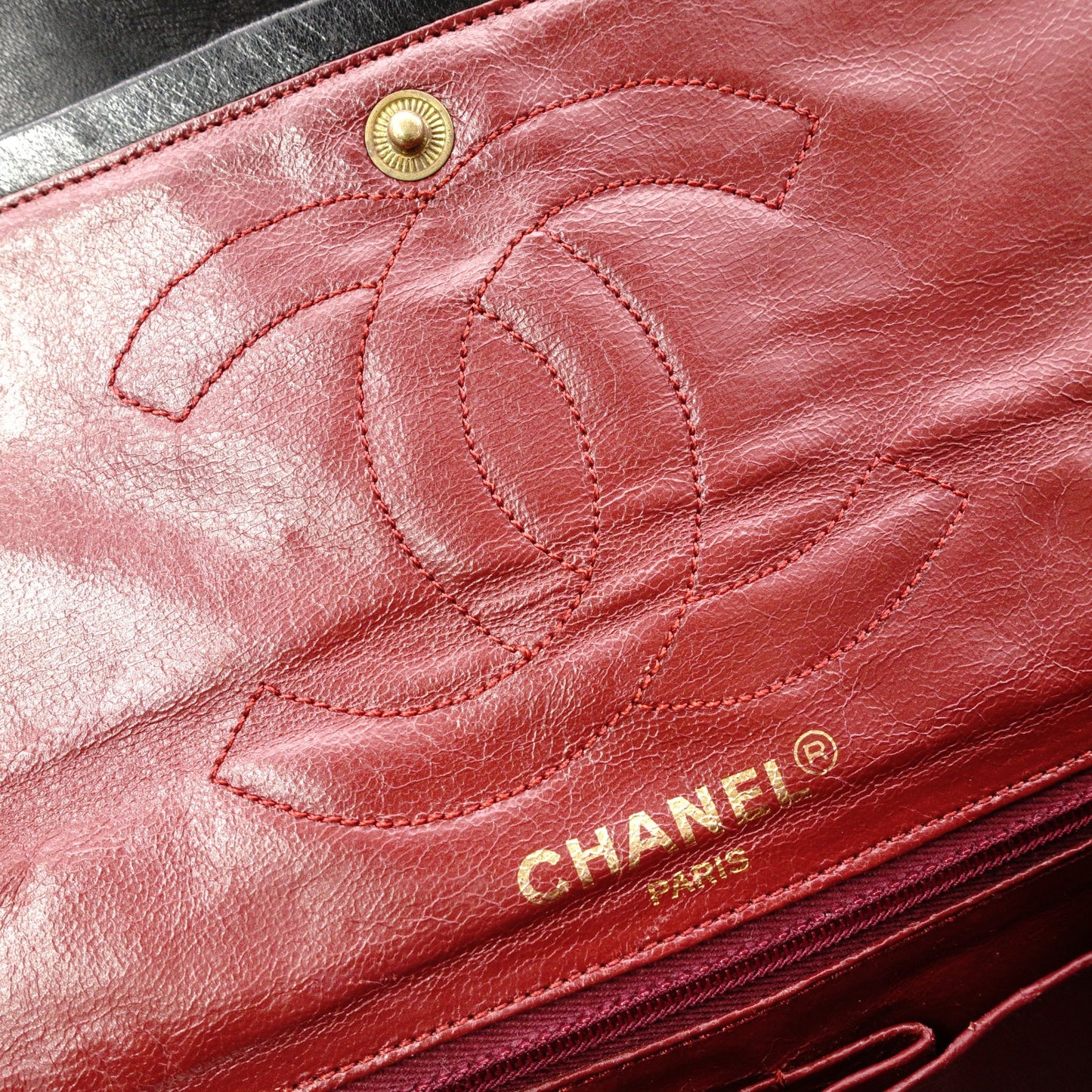 CHANEL Classic W-Flap Matelassé Shoulder Bag, Leather, Black, Vintage Lambskin