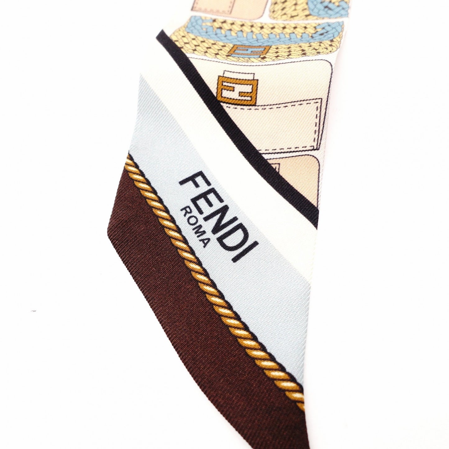 FENDI Silk Scarf Beige Twilly