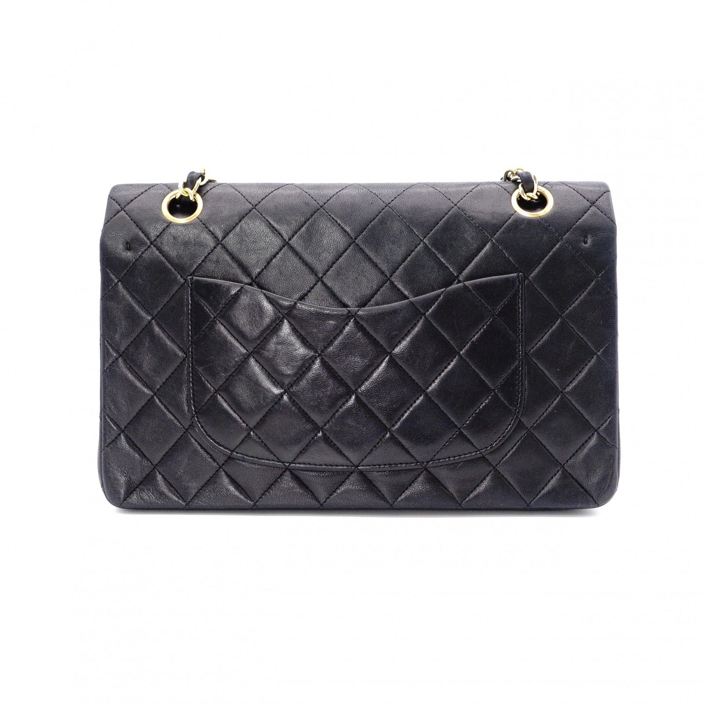 CHANEL Classic W-Flap Matelassé Shoulder Bag, Leather, Black with Gold Hardware