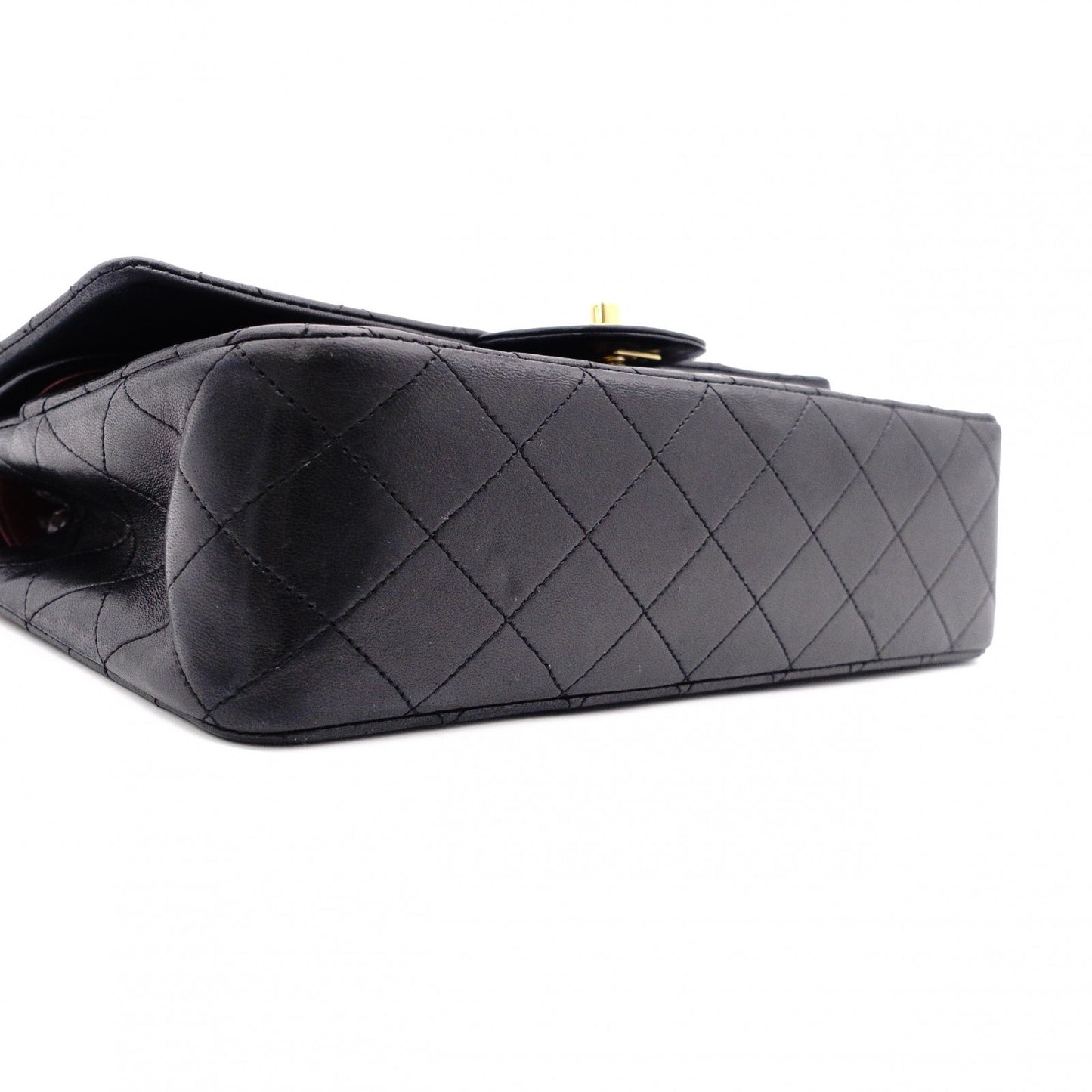 CHANEL Classic W-Flap Matelassé Shoulder Bag, Leather, Black with Gold Hardware
