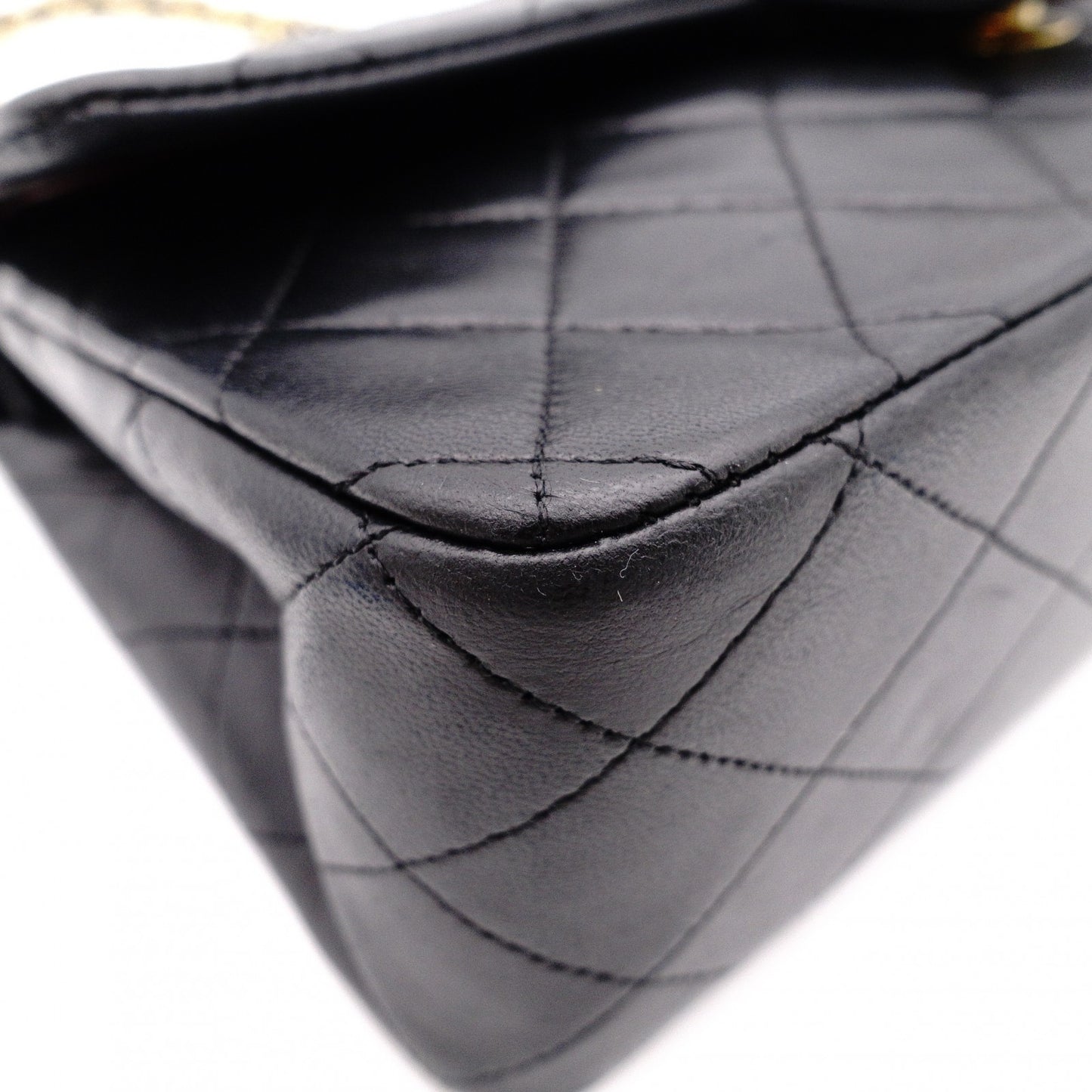 CHANEL Classic W-Flap Matelassé Shoulder Bag, Leather, Black with Gold Hardware