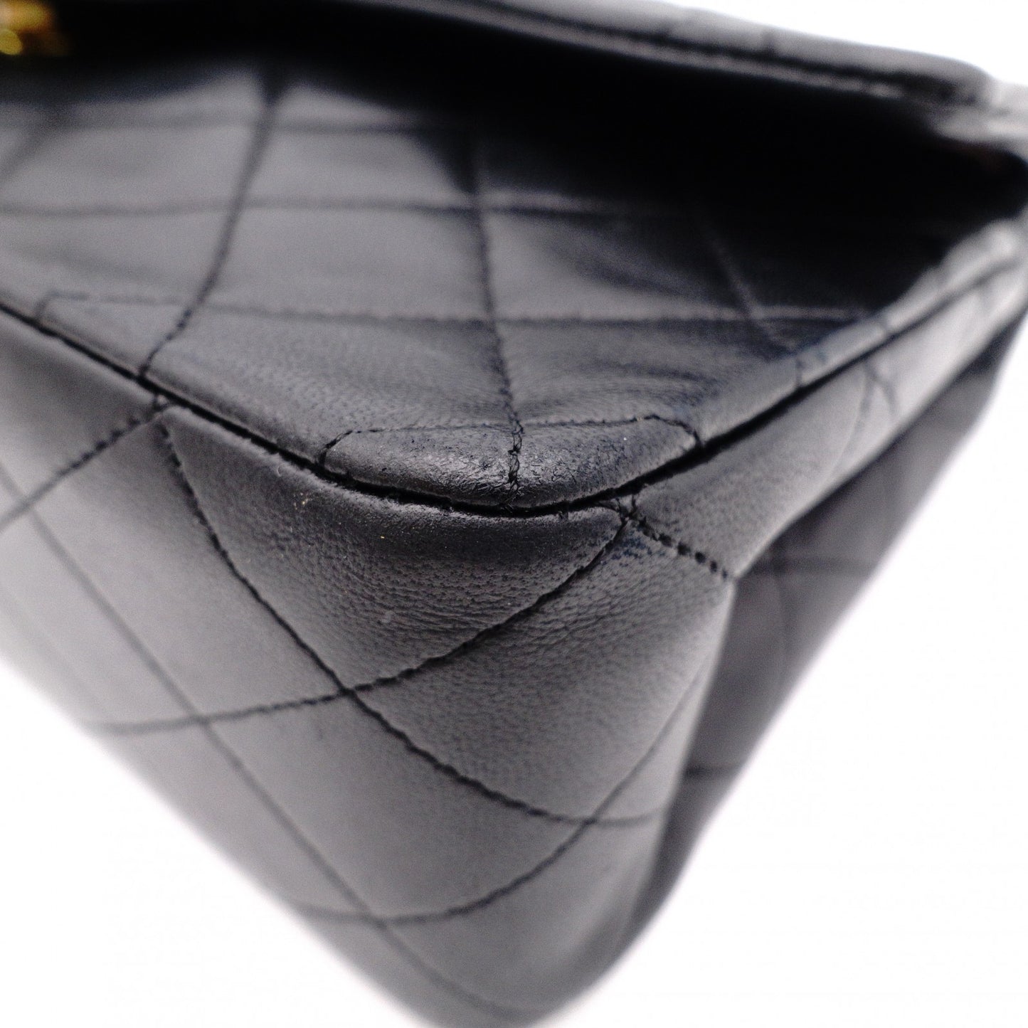 CHANEL Classic W-Flap Matelassé Shoulder Bag, Leather, Black with Gold Hardware