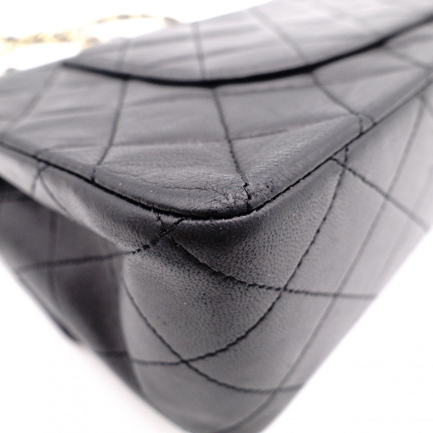 CHANEL Classic W-Flap Matelassé Shoulder Bag, Leather, Black with Gold Hardware