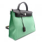 HERMES Air Bag Zip PM Handbag, Canvas/Leather, Green, 2-Way Crossbody