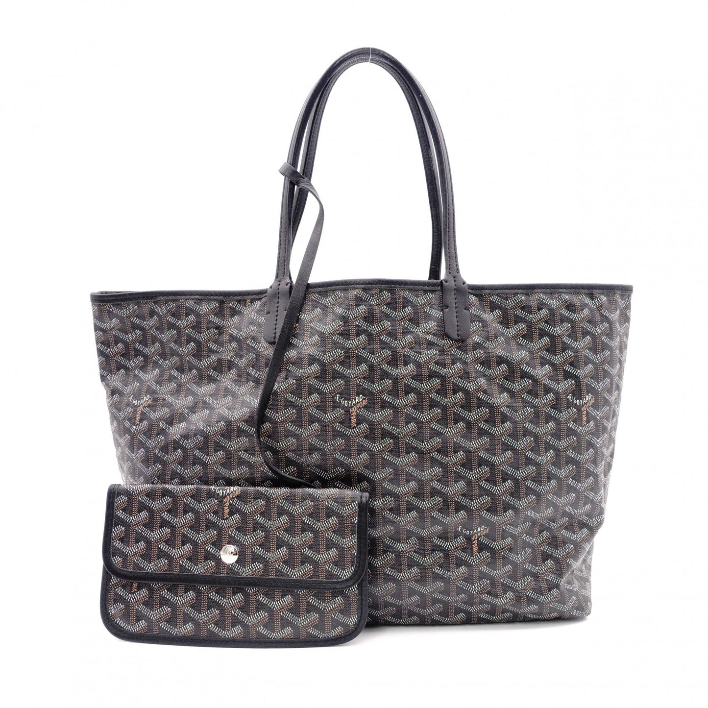 GOYARD Saint Louis PM Tote Bag, PVC and Leather, Black, Shoulder Bag, A4 Size