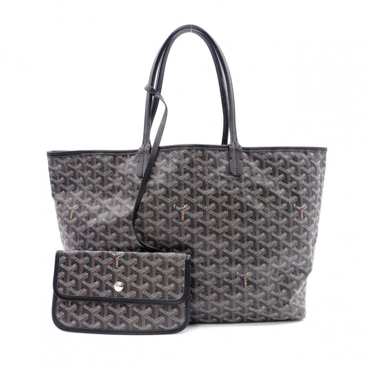 GOYARD Saint Louis PM Tote Bag, PVC and Leather, Black, Shoulder Bag, A4 Size