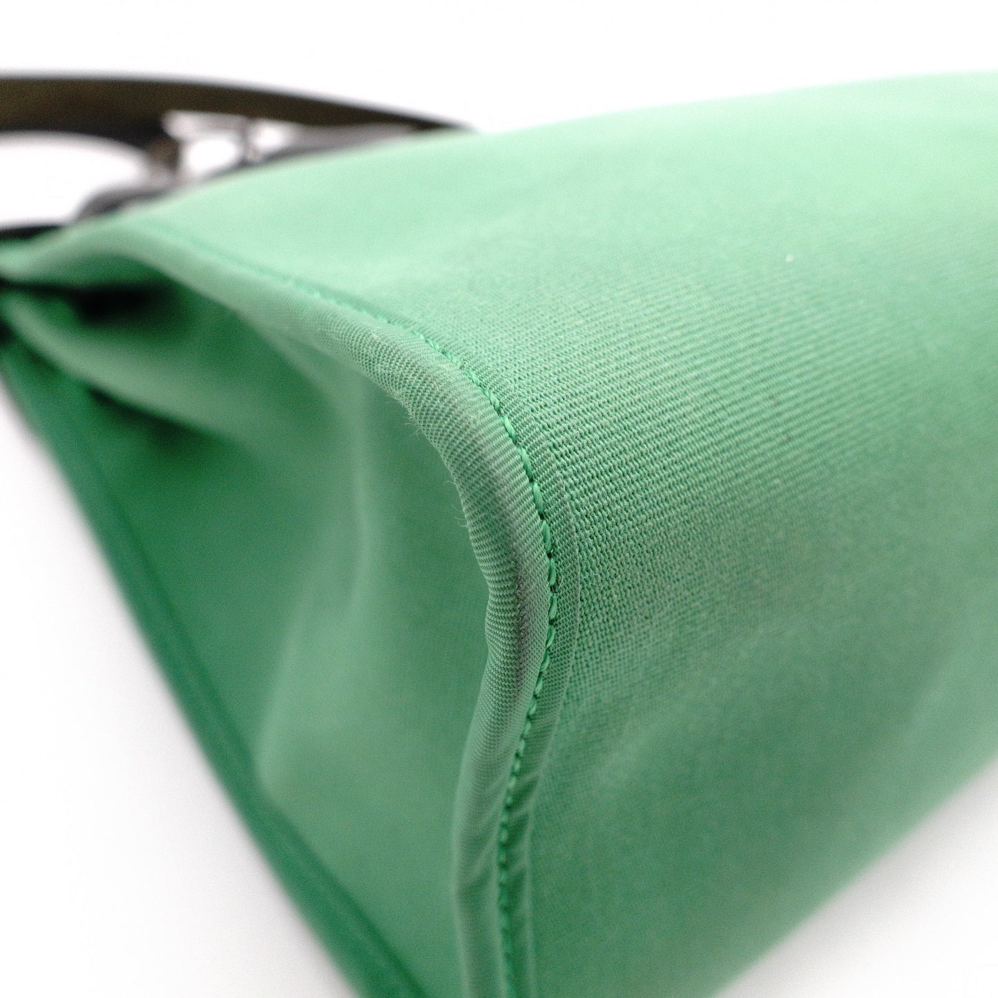 HERMES Air Bag Zip PM Handbag, Canvas/Leather, Green, 2-Way Crossbody