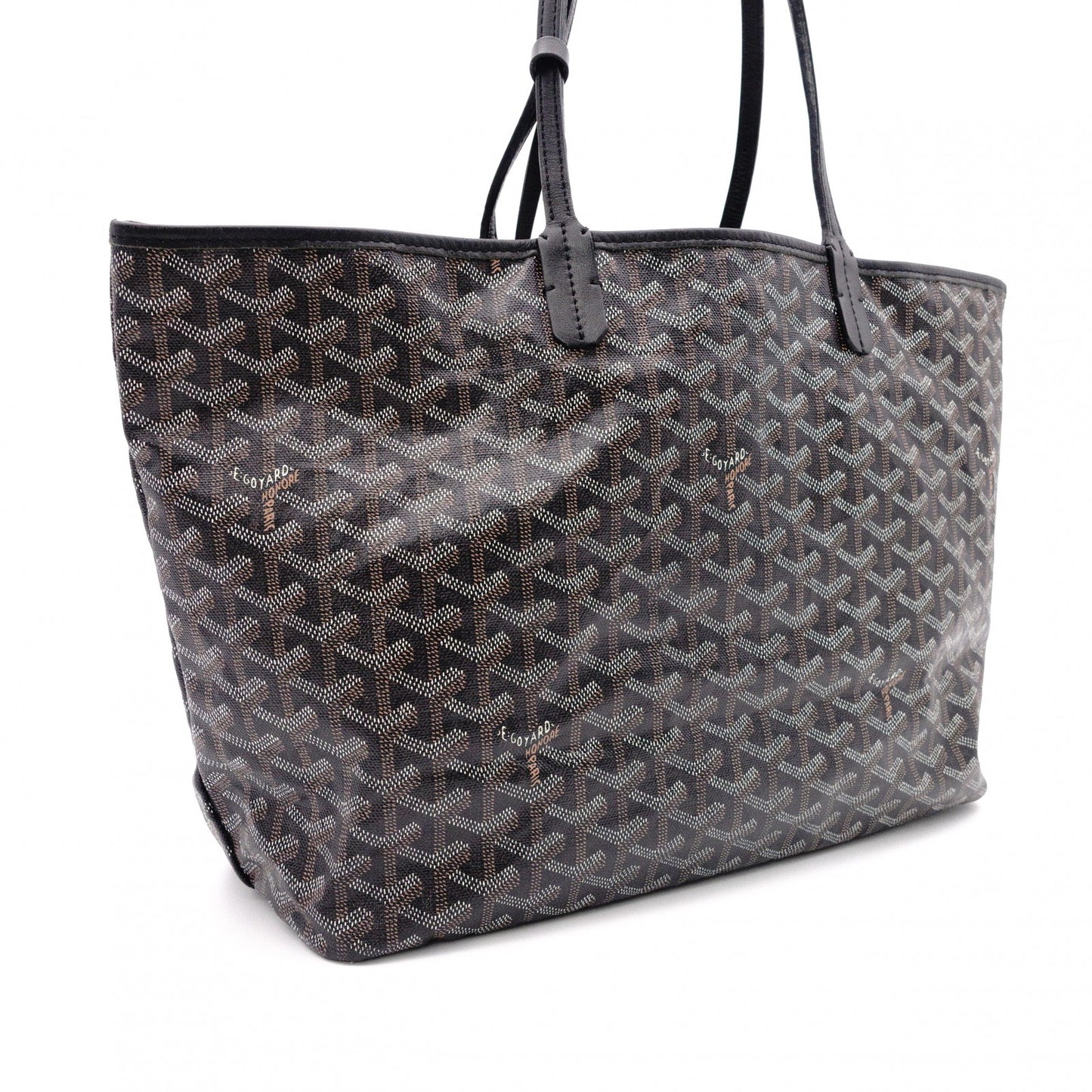 GOYARD Saint Louis PM Tote Bag, PVC and Leather, Black, Shoulder Bag, A4 Size