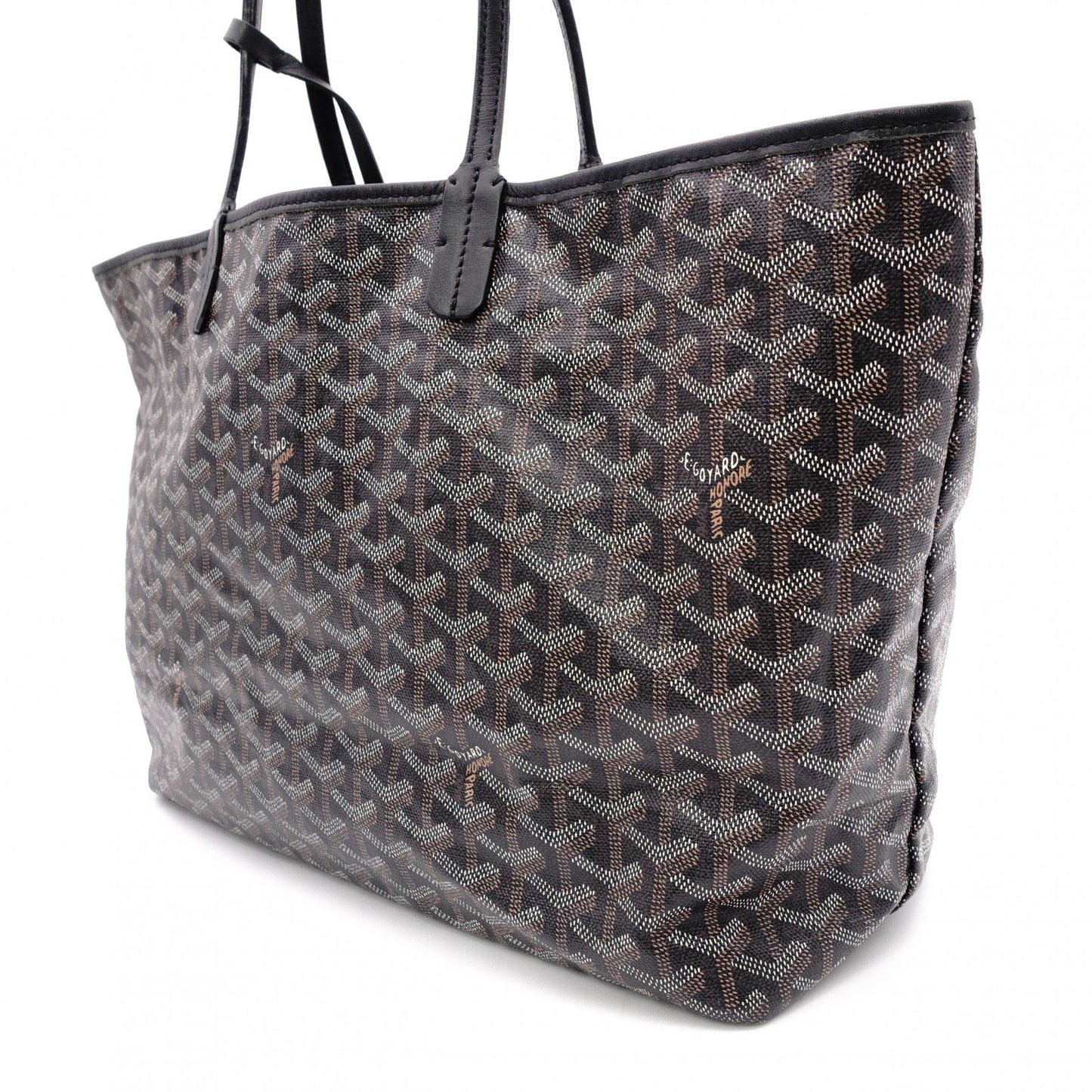 GOYARD Saint Louis PM Tote Bag, PVC and Leather, Black, Shoulder Bag, A4 Size