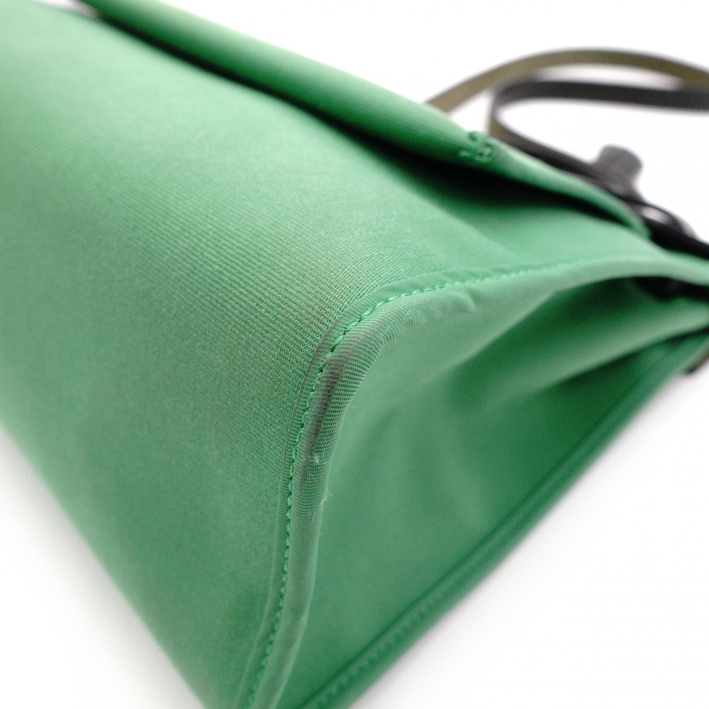 HERMES Air Bag Zip PM Handbag, Canvas/Leather, Green, 2-Way Crossbody