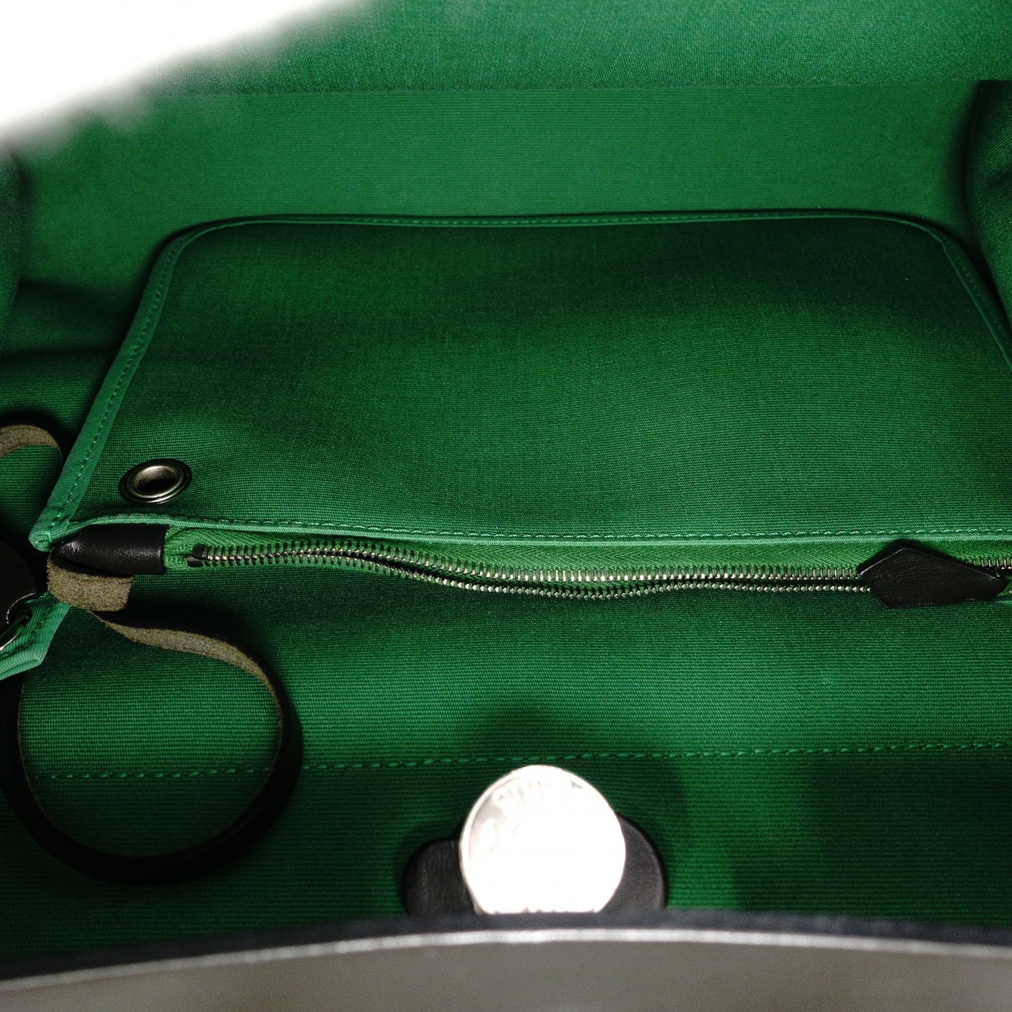 HERMES Air Bag Zip PM Handbag, Canvas/Leather, Green, 2-Way Crossbody