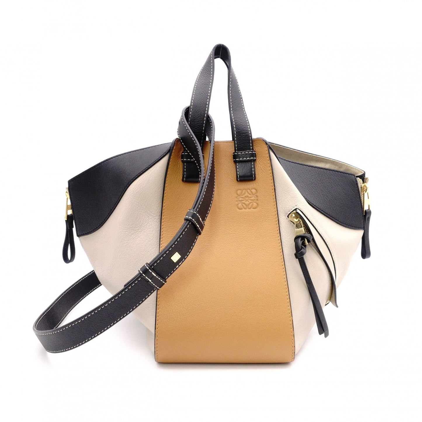 LOEWE Hammock Small Handbag, Leather, Brown, 2-Way, Anagram Shoulder Bag