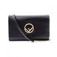 FENDI Shoulder Bag, Leather, Black, Gold Hardware, FF Logo