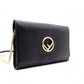 FENDI Shoulder Bag, Leather, Black, Gold Hardware, FF Logo