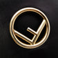 FENDI Shoulder Bag, Leather, Black, Gold Hardware, FF Logo