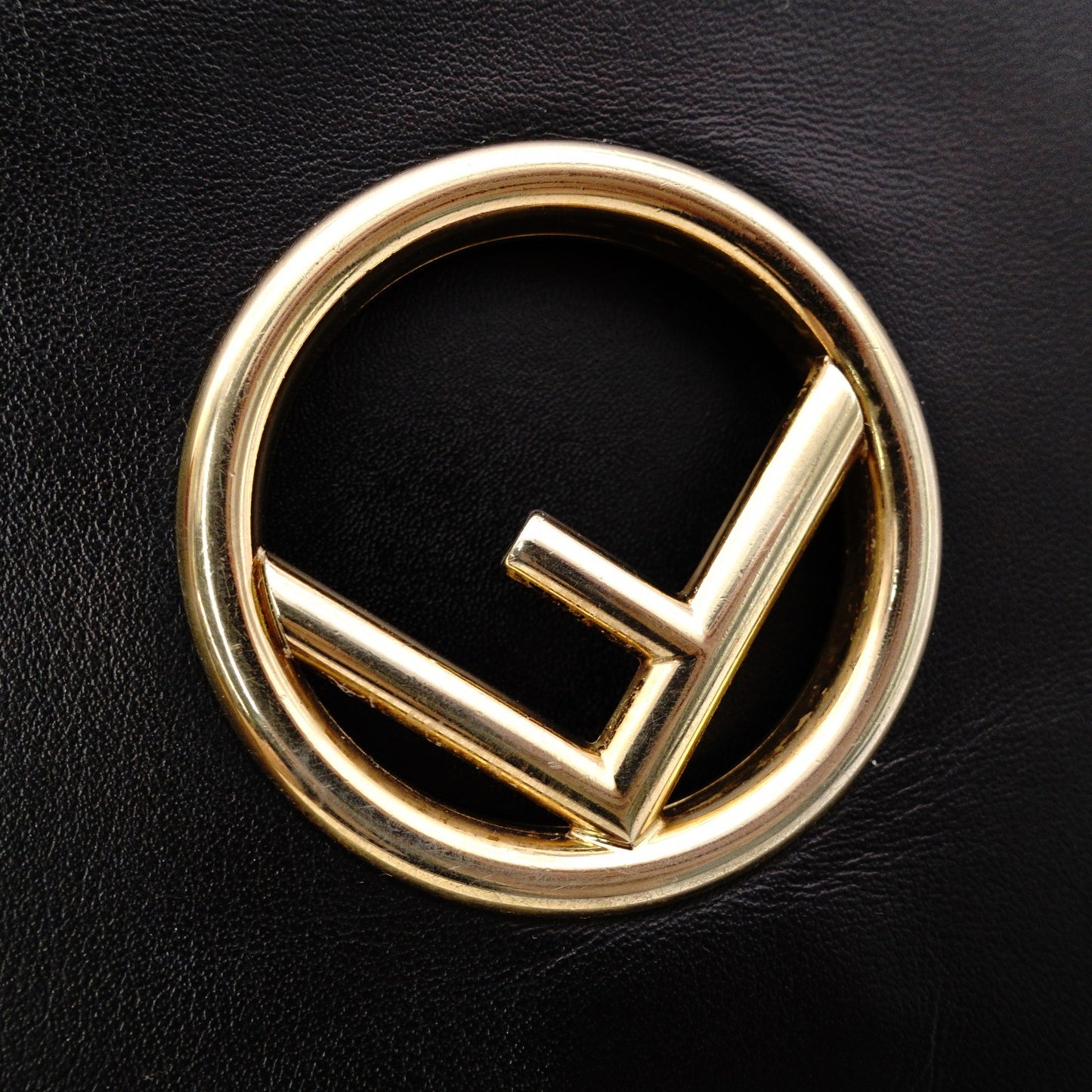 FENDI Shoulder Bag, Leather, Black, Gold Hardware, FF Logo