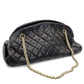 CHANEL Mademoiselle Bowling Chain Shoulder Bag Black Lambskin Leather Black Gold Hardware 7-9-591