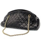 CHANEL Mademoiselle Bowling Chain Shoulder Bag Black Lambskin Leather Black Gold Hardware 7-9-591