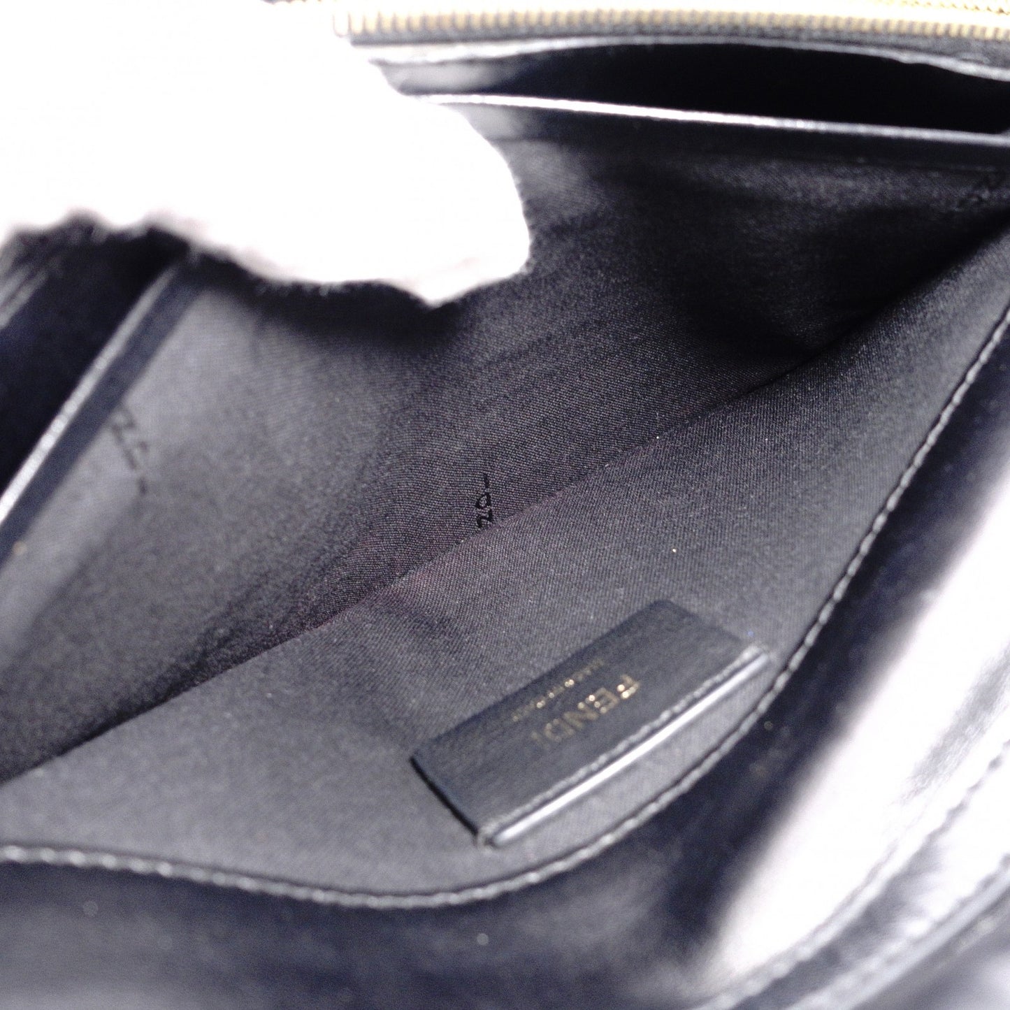 FENDI Shoulder Bag, Leather, Black, Gold Hardware, FF Logo