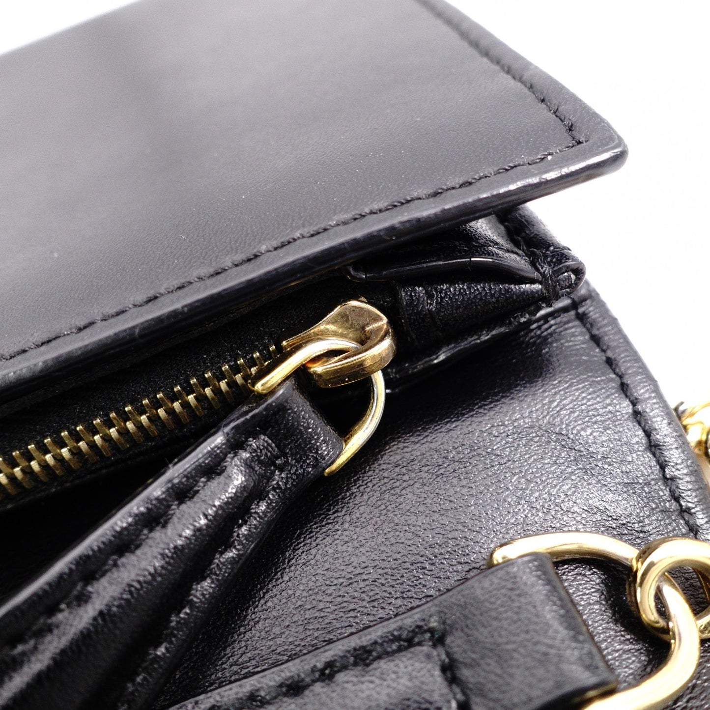 FENDI Shoulder Bag, Leather, Black, Gold Hardware, FF Logo