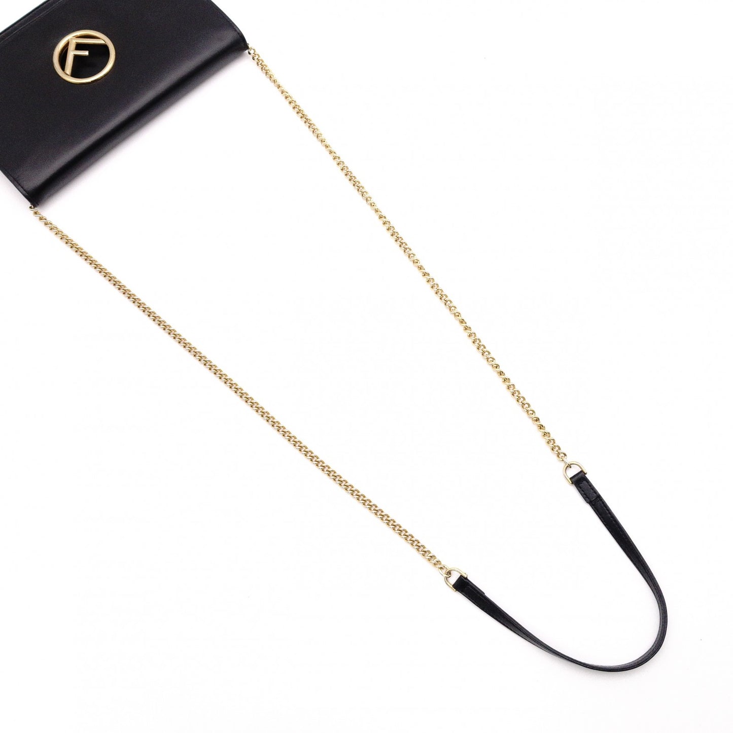 FENDI Shoulder Bag, Leather, Black, Gold Hardware, FF Logo
