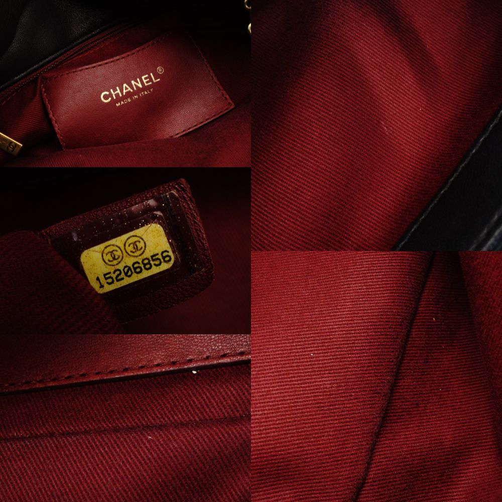 CHANEL Mademoiselle Bowling Chain Shoulder Bag Black Lambskin Leather Black Gold Hardware 7-9-591