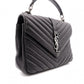 SAINT LAURENT College Shoulder Bag, Leather, Black, 2-Way, Silver Hardware