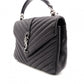 SAINT LAURENT College Shoulder Bag, Leather, Black, 2-Way, Silver Hardware
