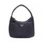 PRADA Triangle Logo Shoulder Bag, Nylon, Single Strap, Black