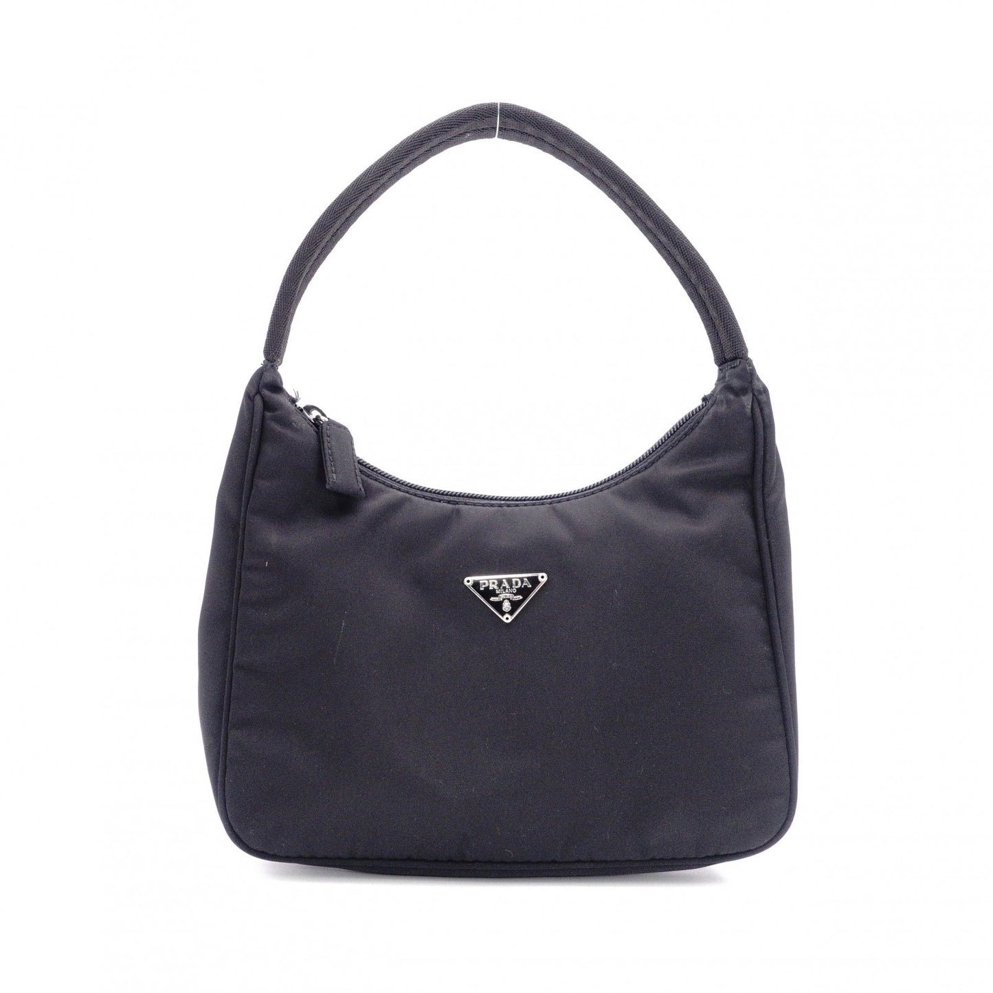 PRADA Triangle Logo Shoulder Bag, Nylon, Single Strap, Black