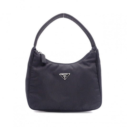 PRADA Triangle Logo Shoulder Bag, Nylon, Single Strap, Black