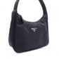 PRADA Triangle Logo Shoulder Bag, Nylon, Single Strap, Black