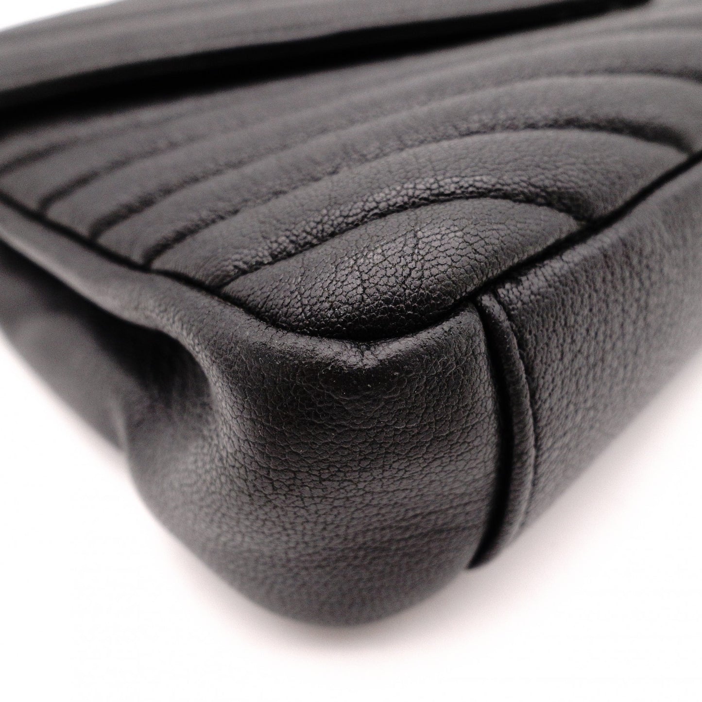 SAINT LAURENT College Shoulder Bag, Leather, Black, 2-Way, Silver Hardware