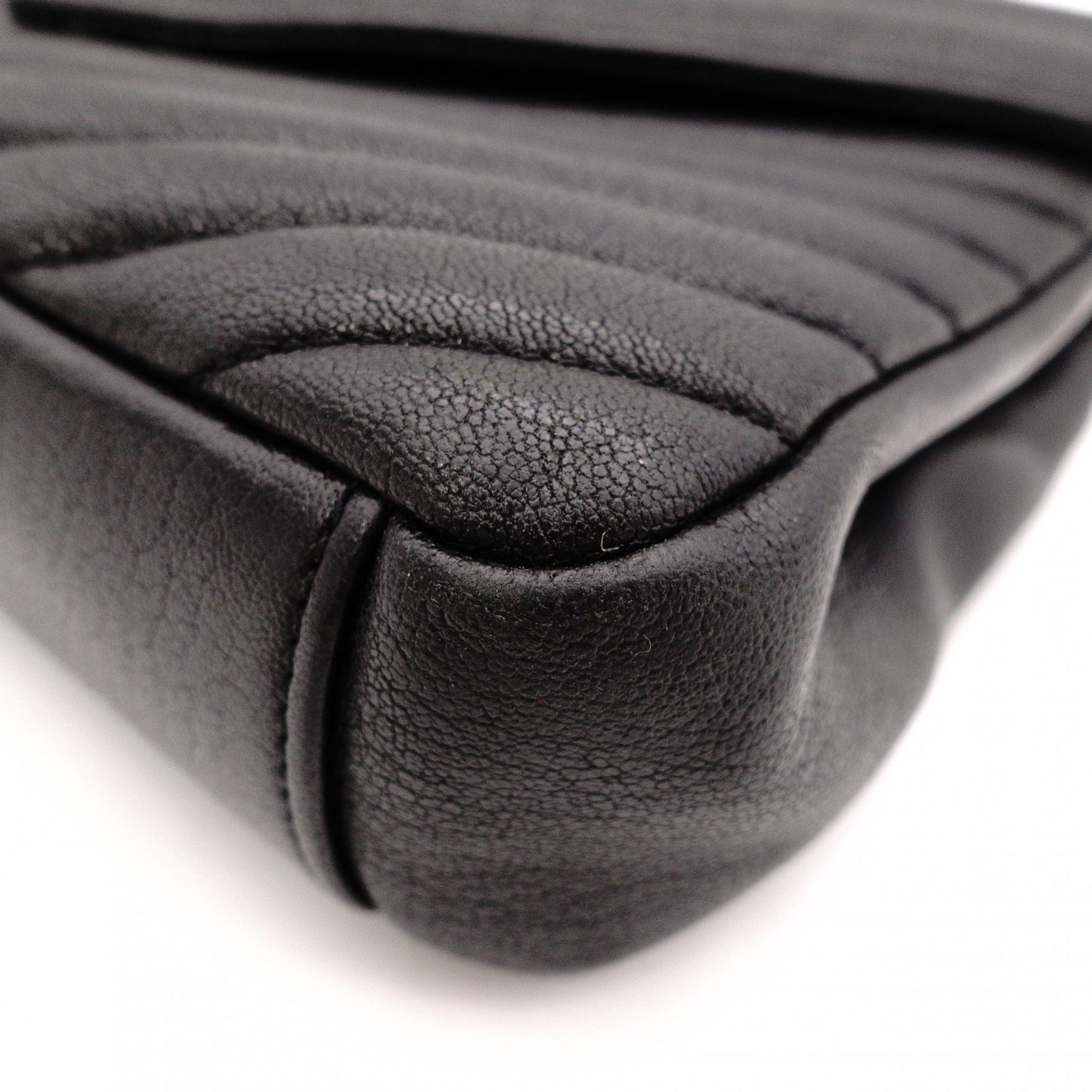 SAINT LAURENT College Shoulder Bag, Leather, Black, 2-Way, Silver Hardware