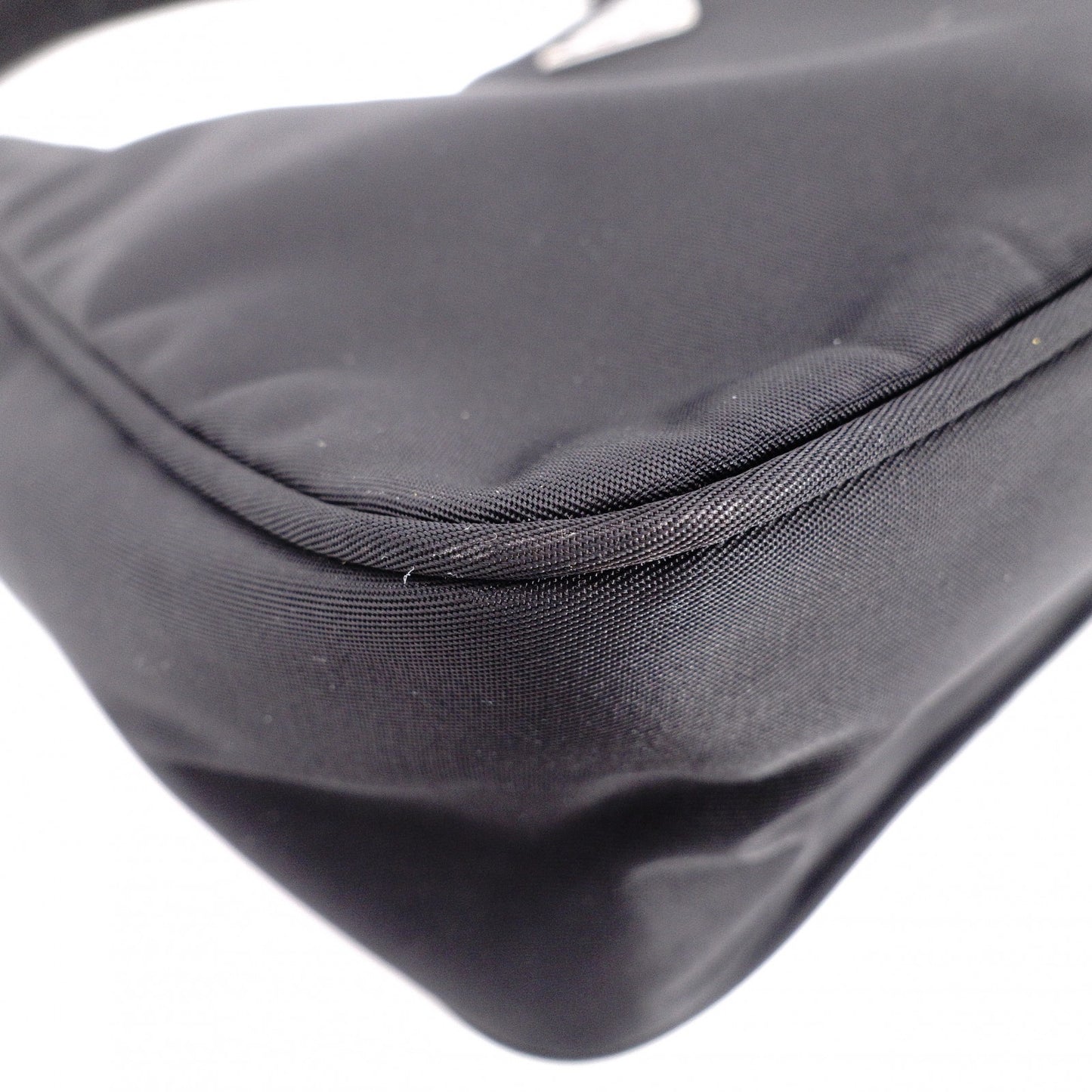 PRADA Triangle Logo Shoulder Bag, Nylon, Single Strap, Black