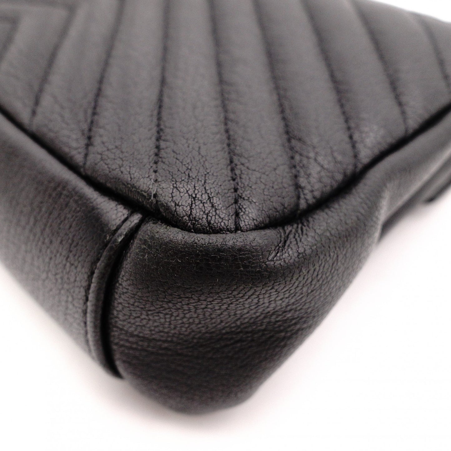 SAINT LAURENT College Shoulder Bag, Leather, Black, 2-Way, Silver Hardware