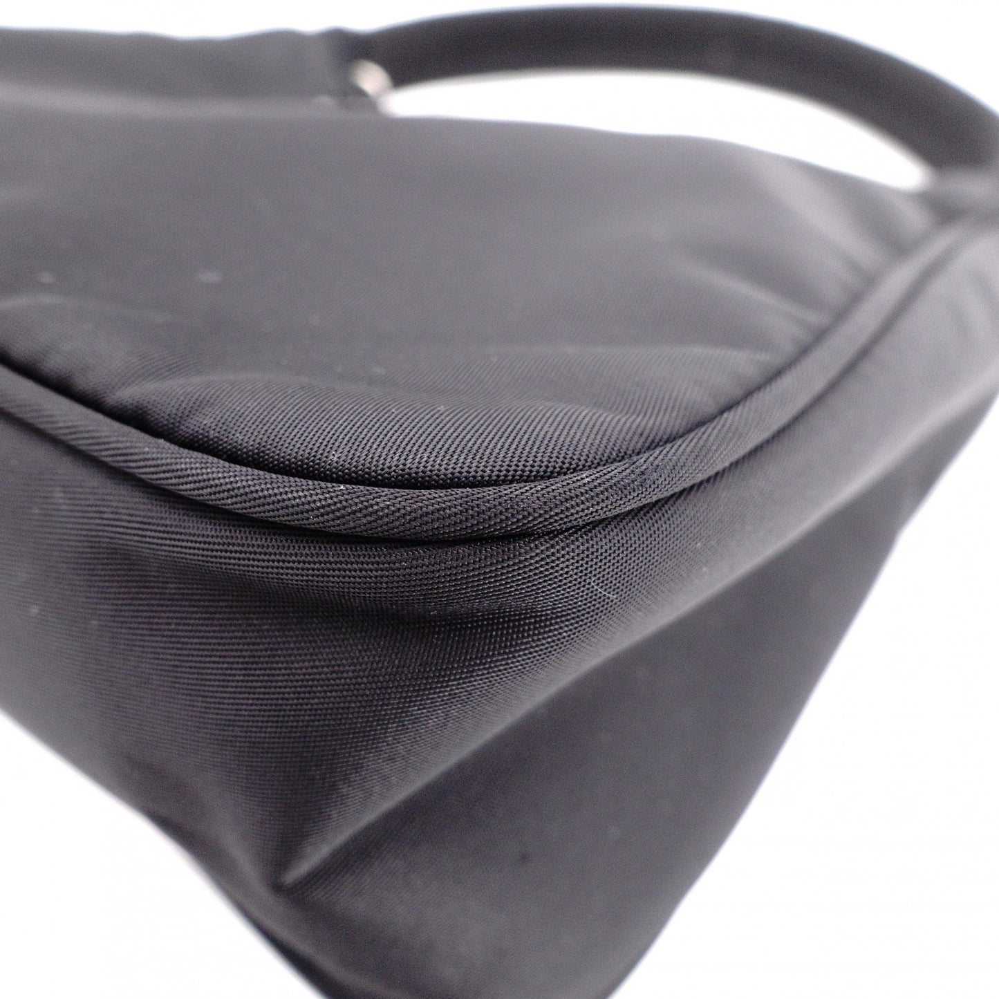 PRADA Triangle Logo Shoulder Bag, Nylon, Single Strap, Black
