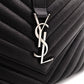 SAINT LAURENT College Shoulder Bag, Leather, Black, 2-Way, Silver Hardware